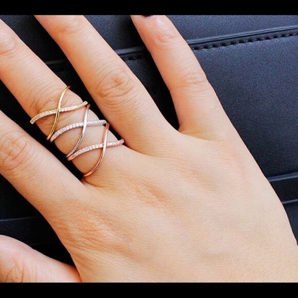 Gold X CZ Diamond Ring - Picture 3 of 3